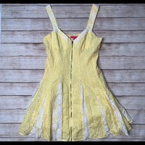 NWOT Betsey Johnson Eyelet Yellow Lace Dress